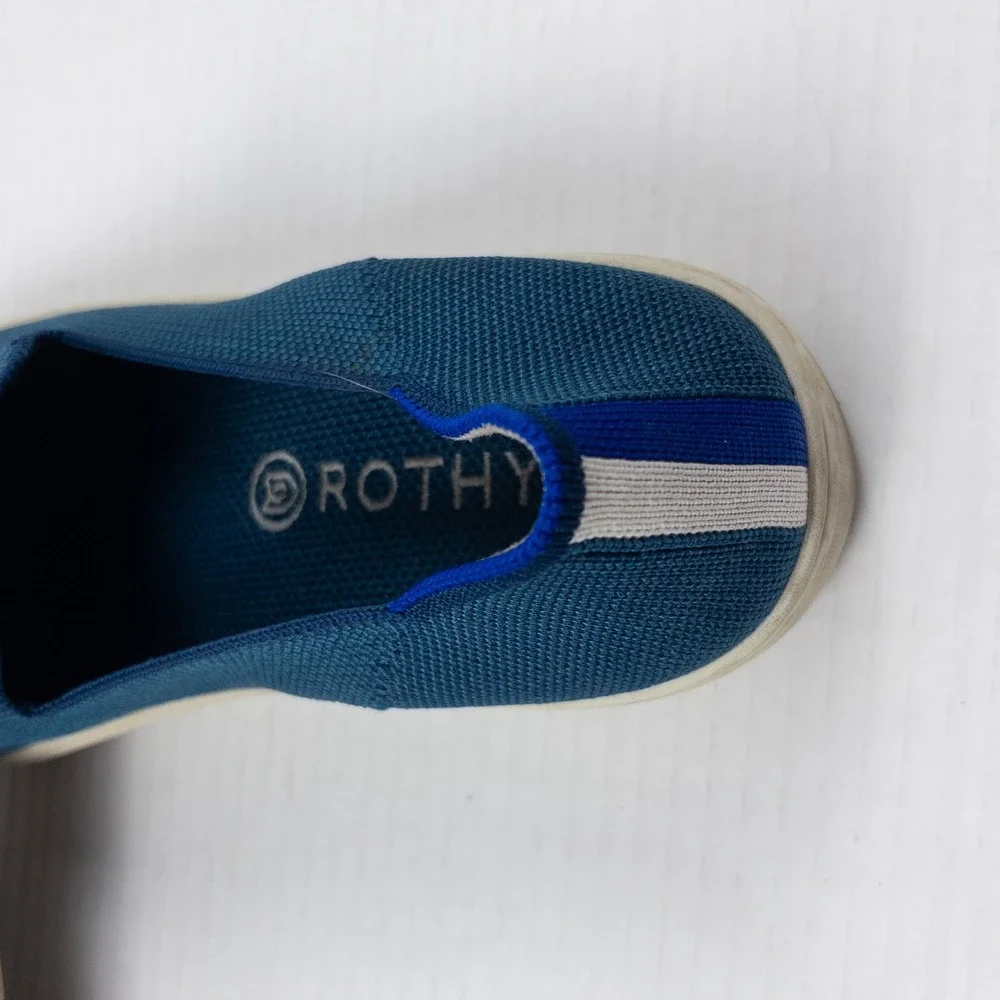Rothys The Original Slip On Sneaker Womens 8.5 Teal Blue Washable‎ Casual Flat